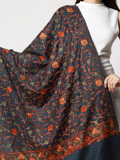 Women's Aari Embroidery Wool Stole
